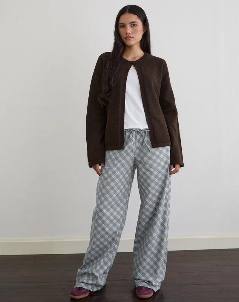 Pantalon Lirura en popeline à carreaux obliques gris