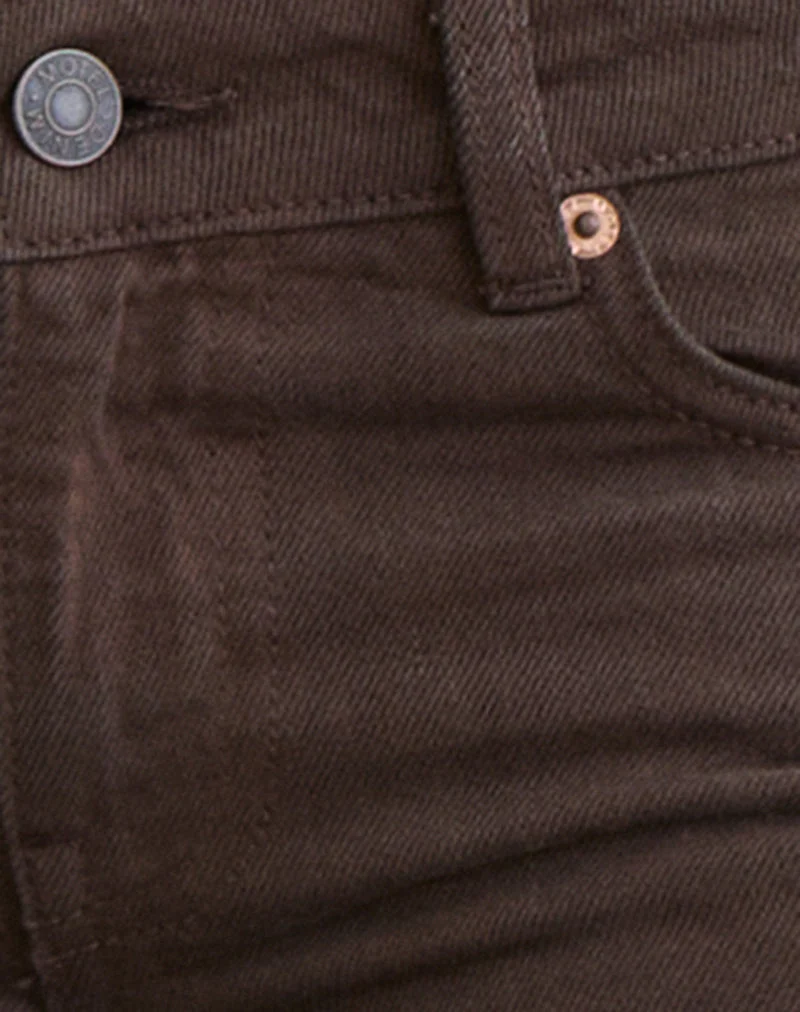 Jean évasé extra taille basse couleur chocolat noir