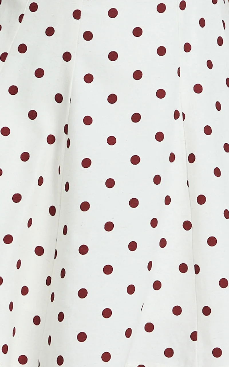 Tracey Mini Dress - Fit And Flare Dress in Cream Polka Dot