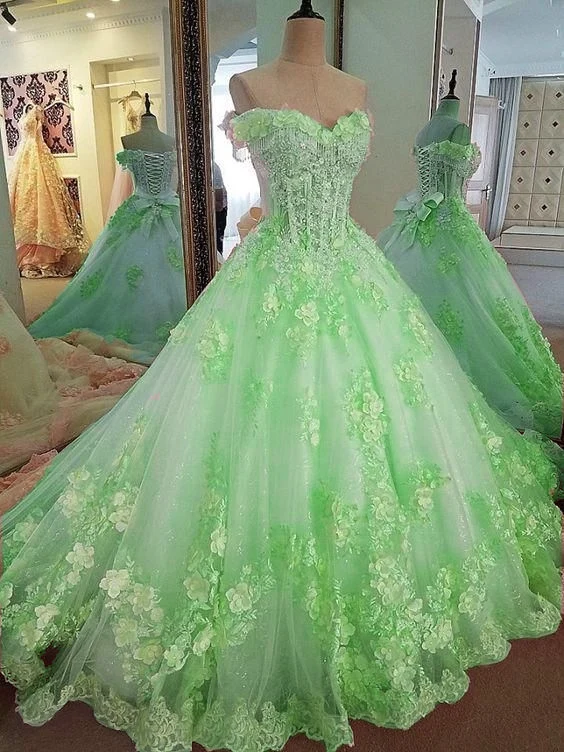 Robe de bal élégante en dentelle rose avec perles pour les 16 ans