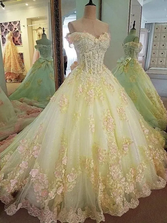 Robe de bal élégante en dentelle rose avec perles pour les 16 ans