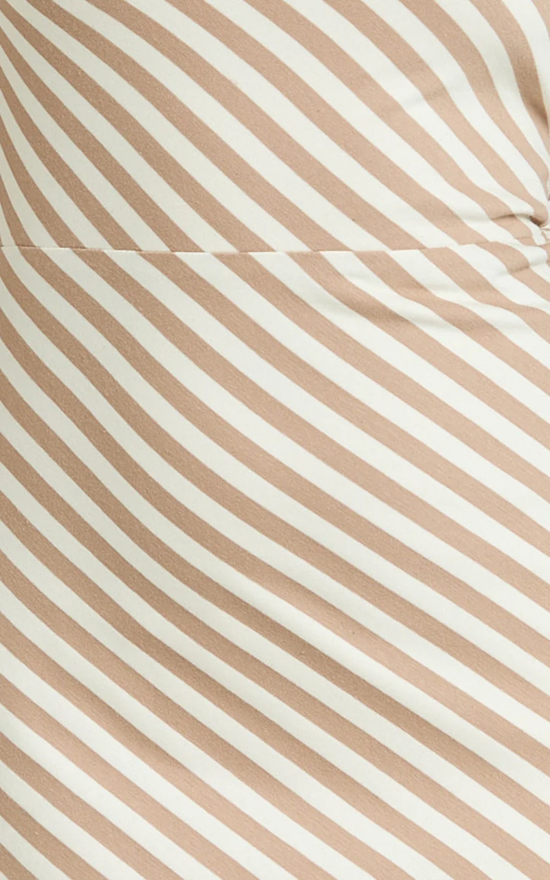 Dora Midi Dress - One Shoulder Dress in Beige