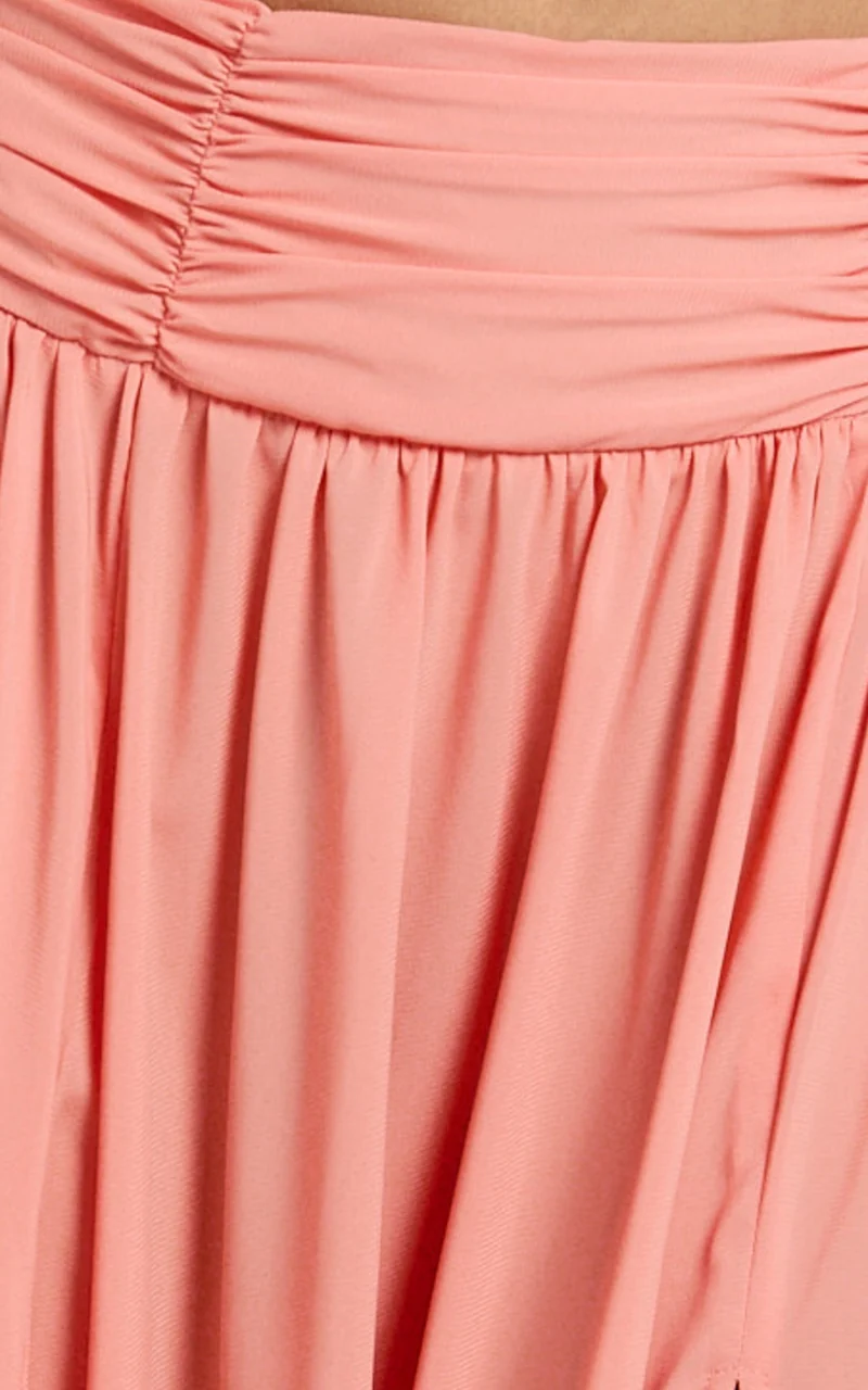 Melanie Maxi Skirt - Gathered Yoke Skirt in Grapefruit