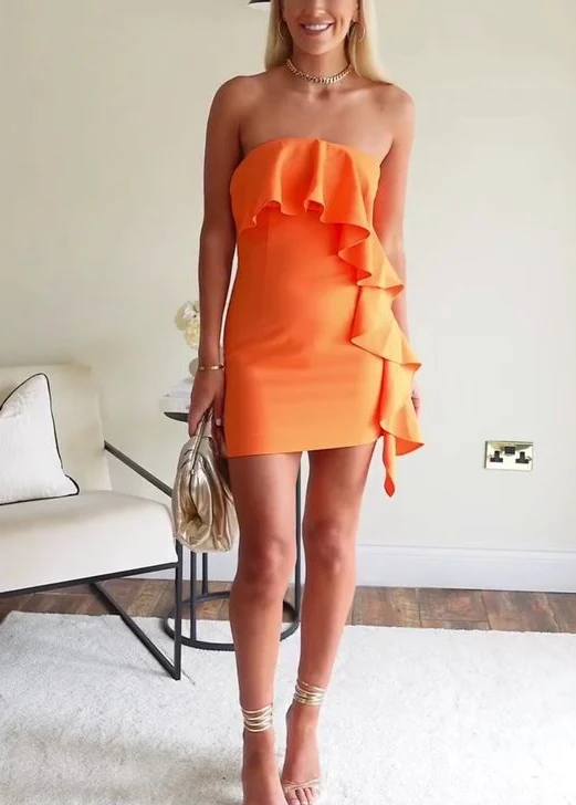 Superbes robes de bal courtes orange