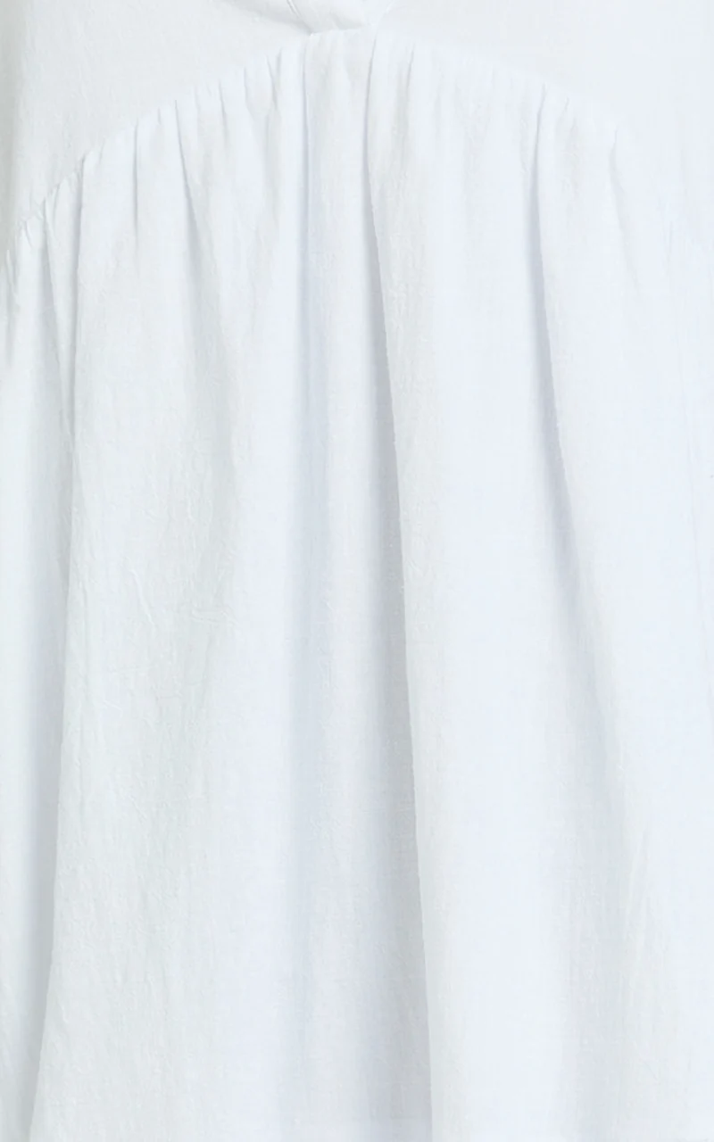 Calissa Mini Dress - Frill Hem Smock Dress in White