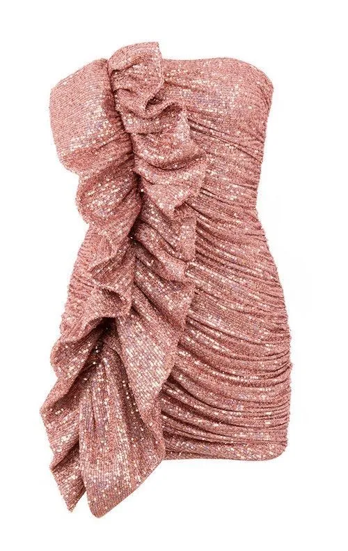 Belle robe de bal courte élégante à paillettes