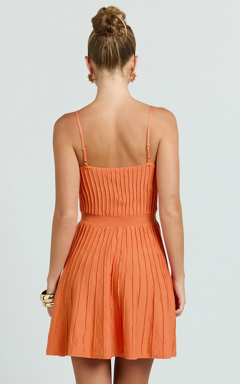 Donissa Mini Dress - Panelled Knit Mini Dress in Sherbet