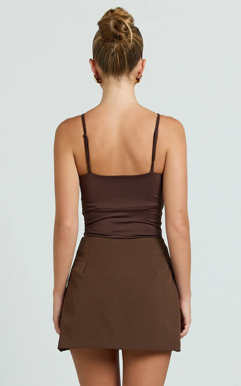 Hyde Skort - Mid Waist A-Line Skort in Chocolate