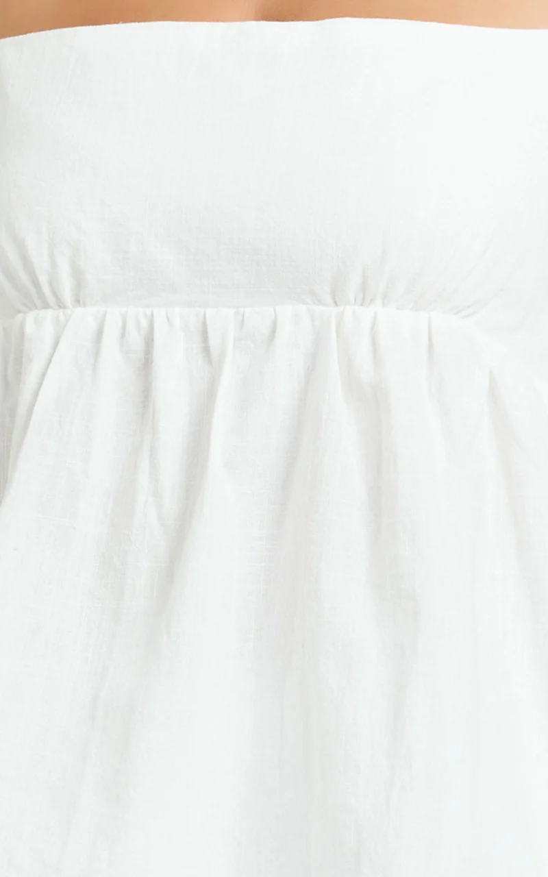 Valerie Two Piece Top and Pants Set - Baby Doll Top And Relaxed Pants Set in Off White
