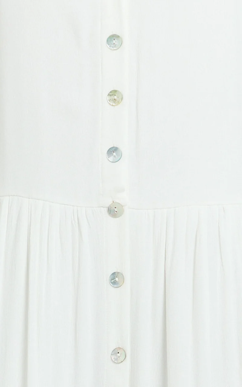 Lucille Maxi Dress - Button Down Front Split Maxi Dress in Off White