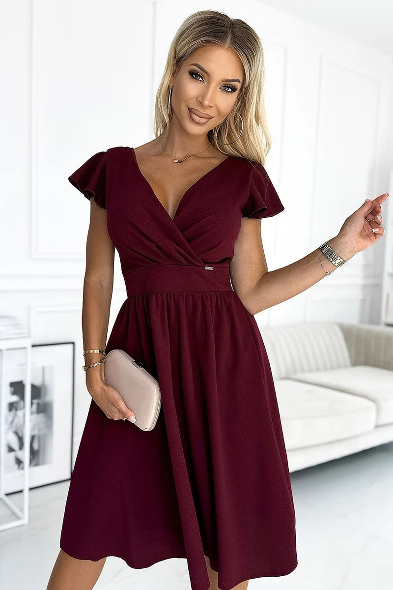 Robe bordeaux courte évasée