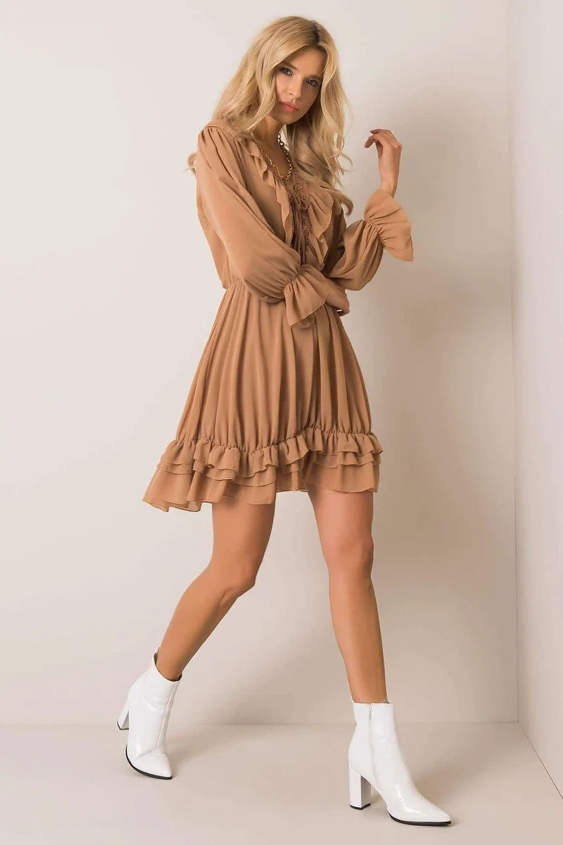 Robe champêtre courte manche longue