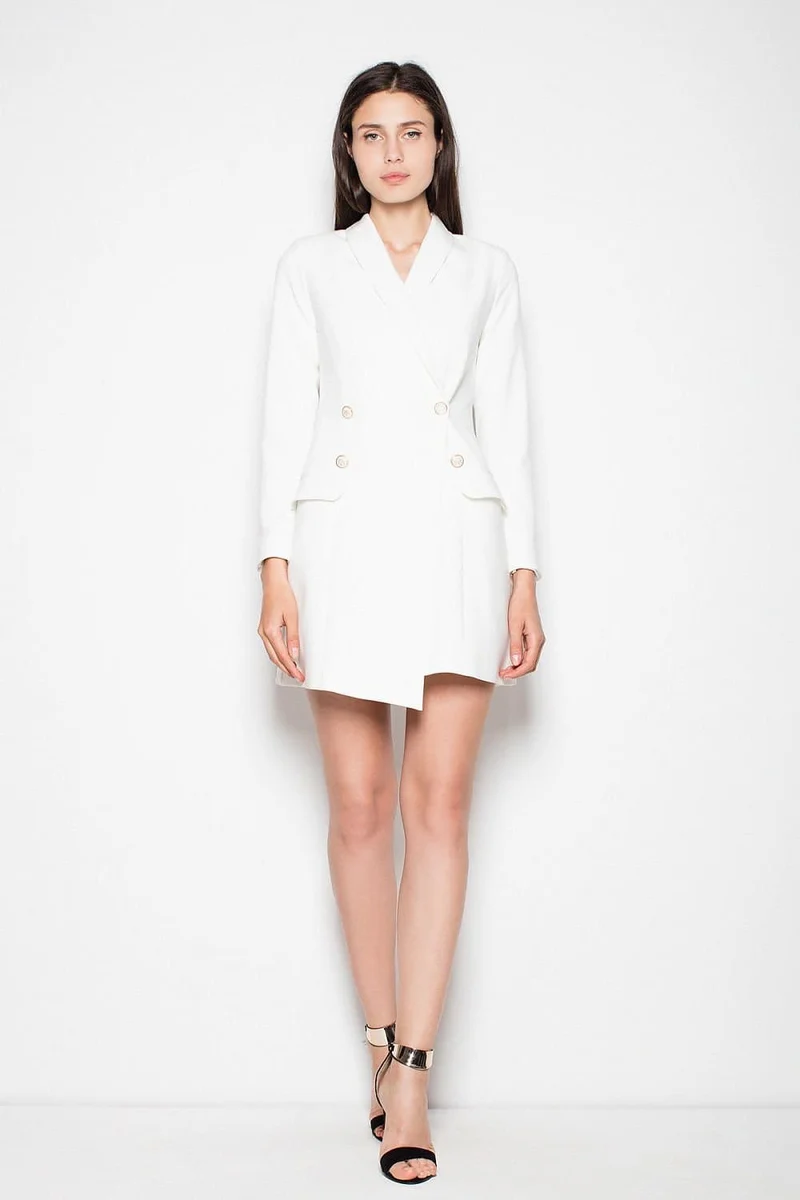 Robe blazer blanche manche longue