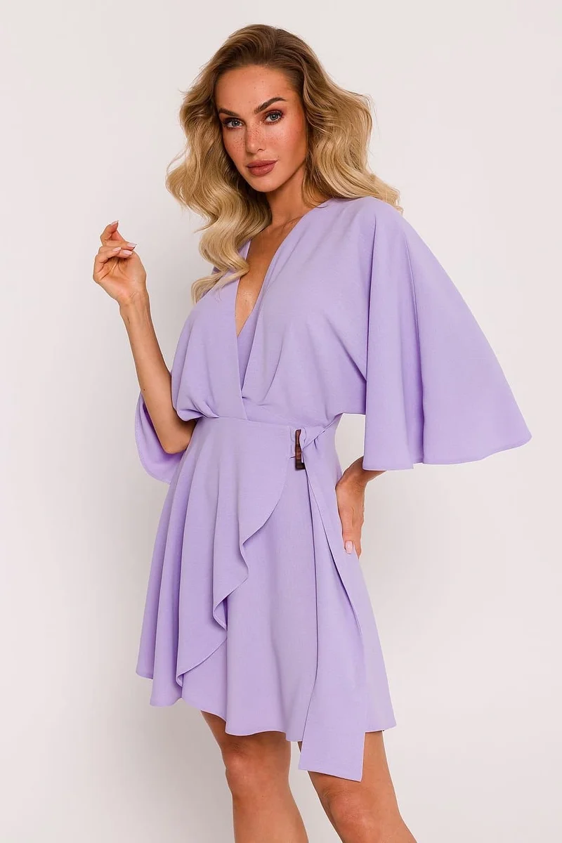 Robe courte lilas manches chauve-souris