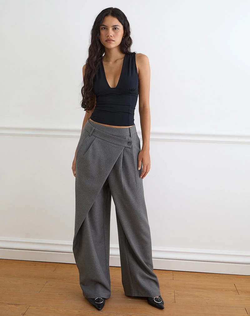 Pantalon asymétrique Kanna, coupe sur mesure, couleur anthracite