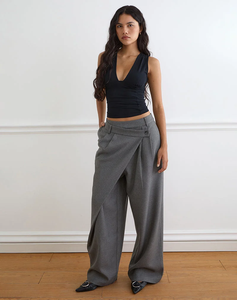Pantalon asymétrique Kanna, coupe sur mesure, couleur anthracite