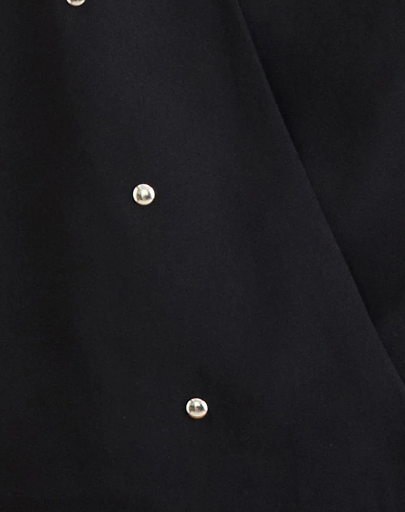 Haut « Bubble » à col halter de la marque Bajo, en mousseline noire avec des clous