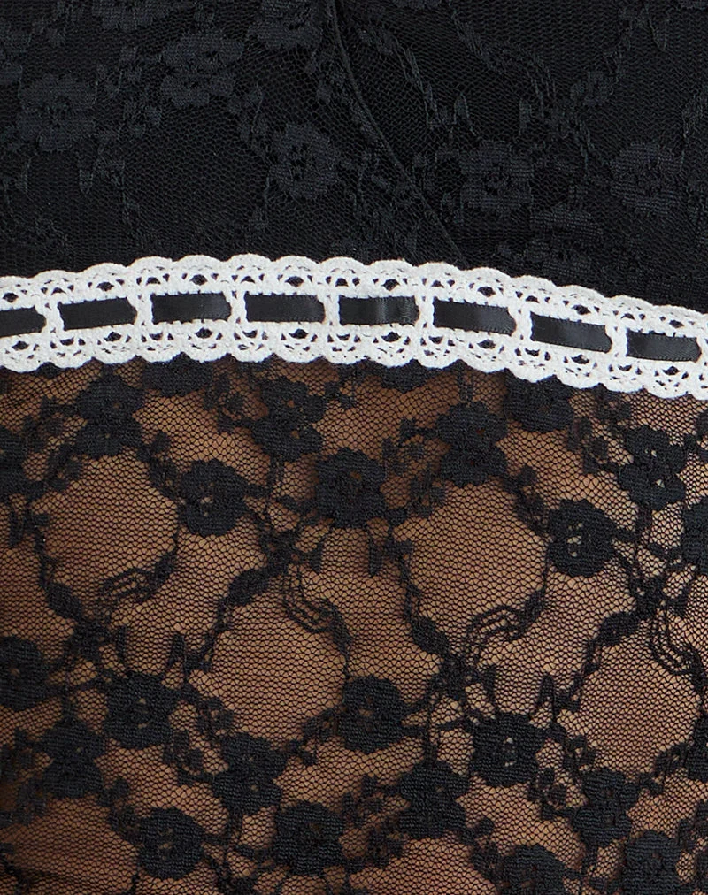 Haut sous-poitrine Warita en dentelle noire