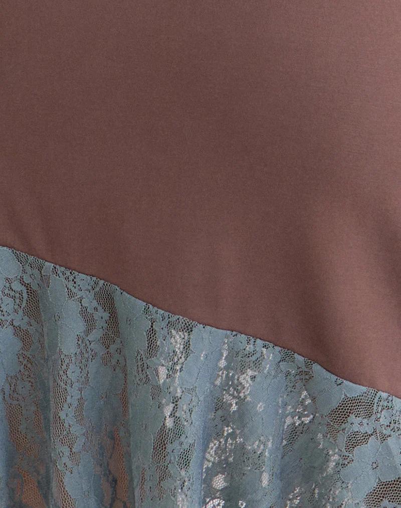 Robe Sanaya en cupro Mink avec empiècements en dentelle
