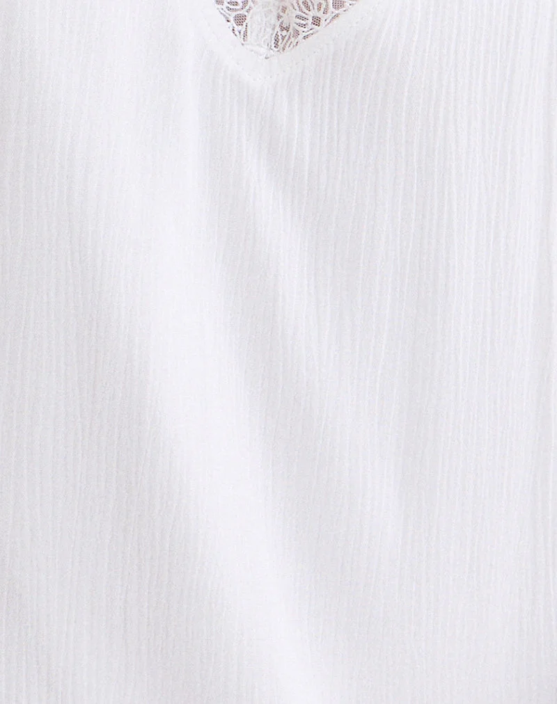 Mini-robe babydoll Manika à décolleté plongeant, en rayonne blanche