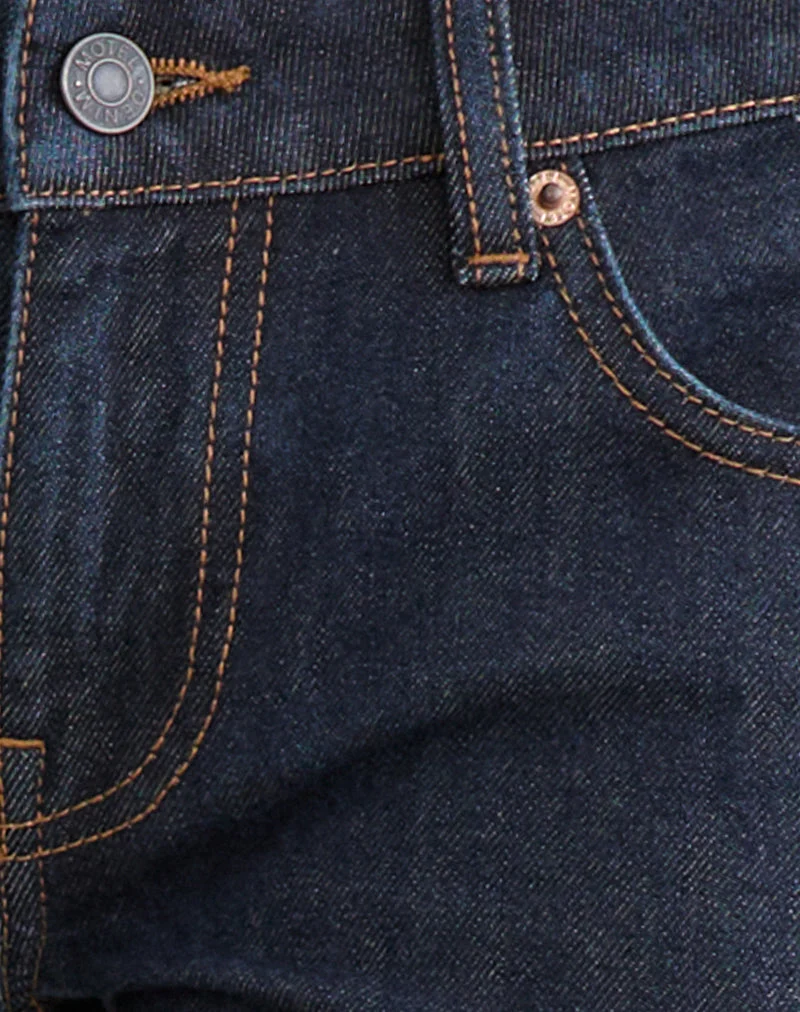 Jean extra taille basse évasé indigo
