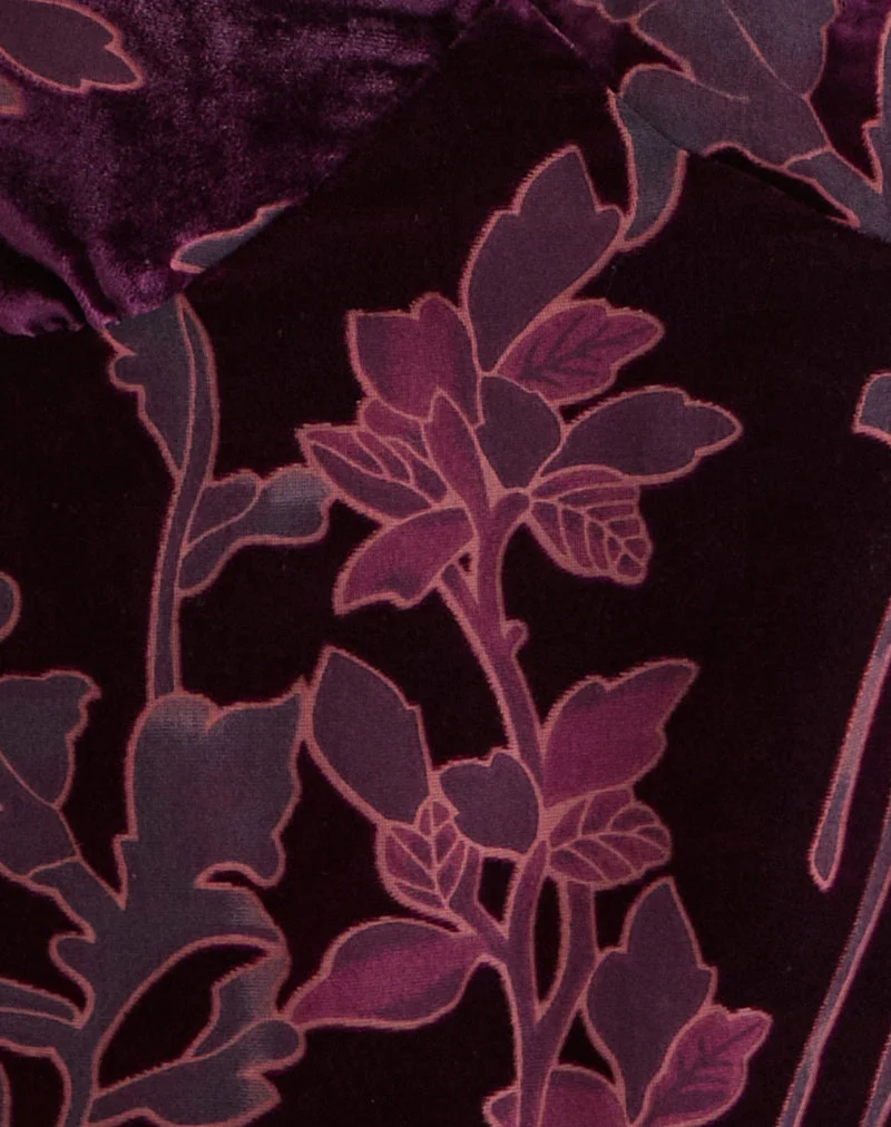 Top Sarinda Cami en dévoré floral bordeaux