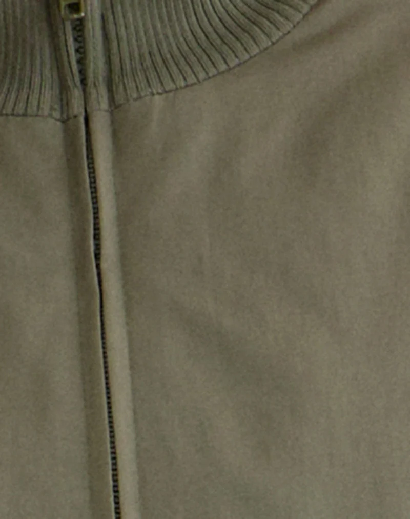 Blouson bomber bouffant Najora couleur sauge foncé
