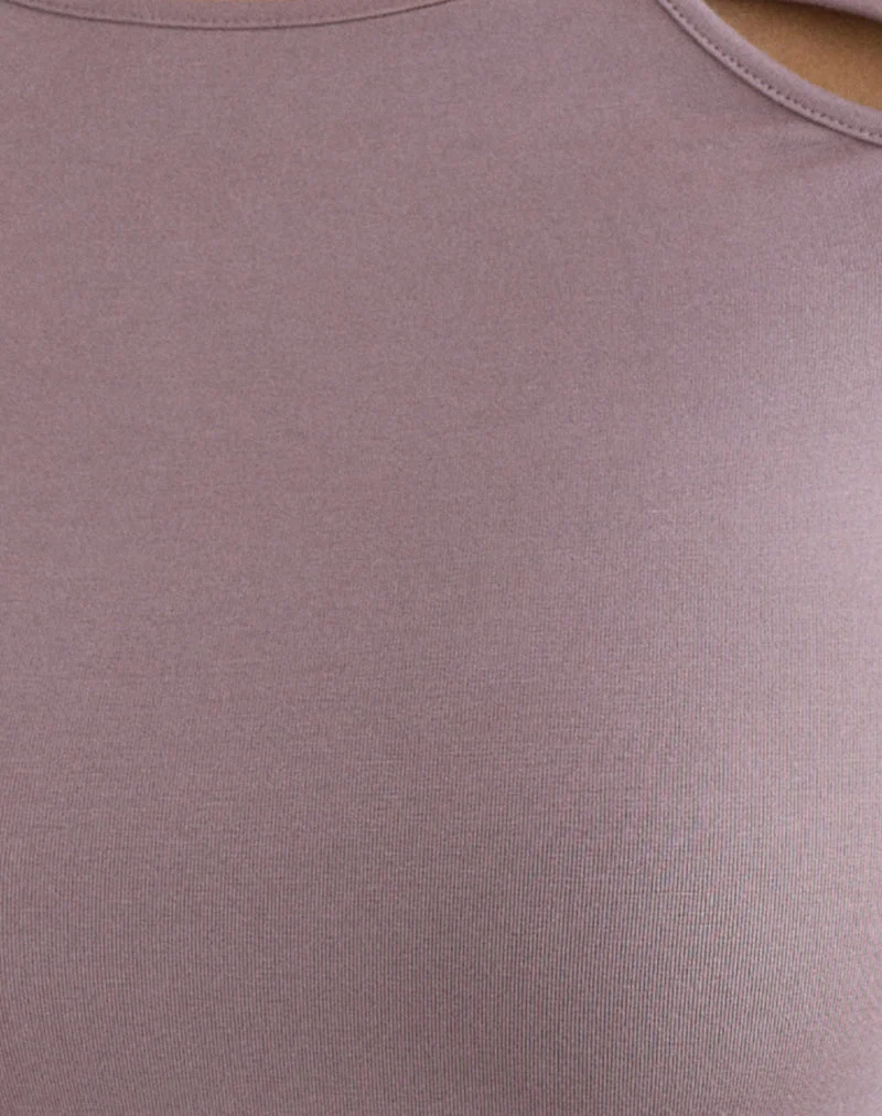 Haut à manches longues torsadé Kalais, couleur mauve poussiéreux