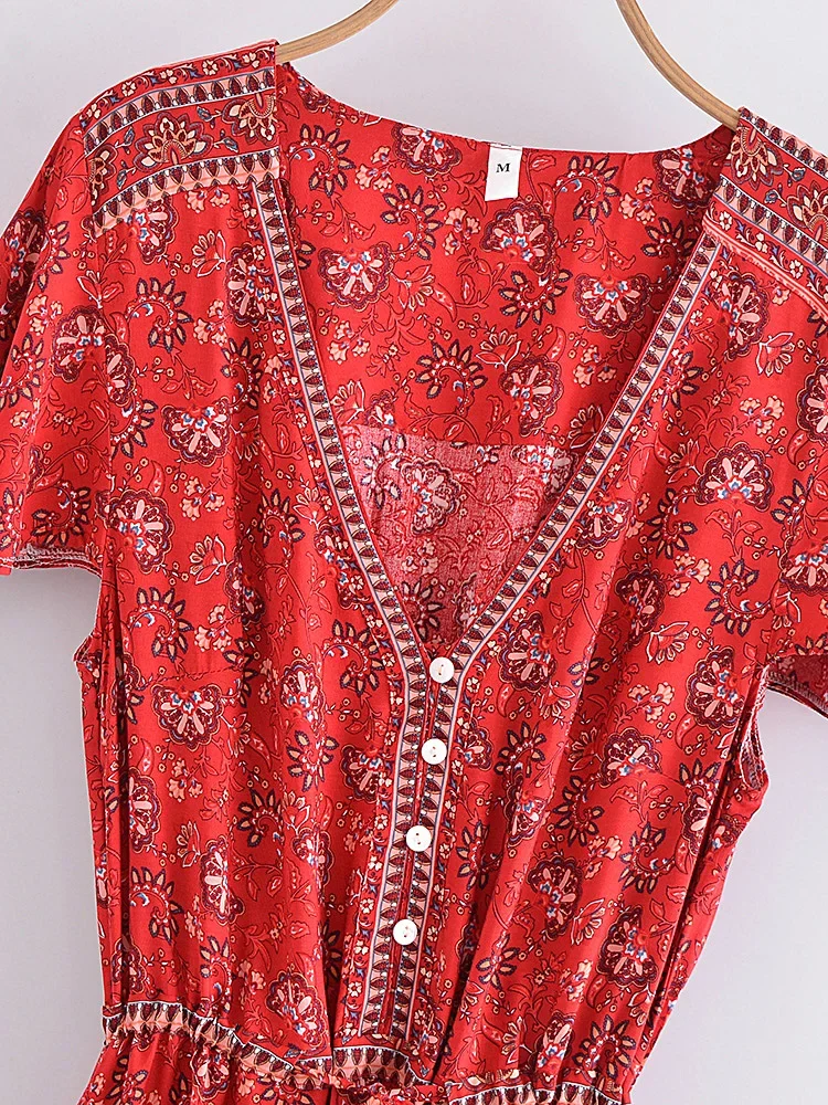 Robe Rouge Boheme Chic