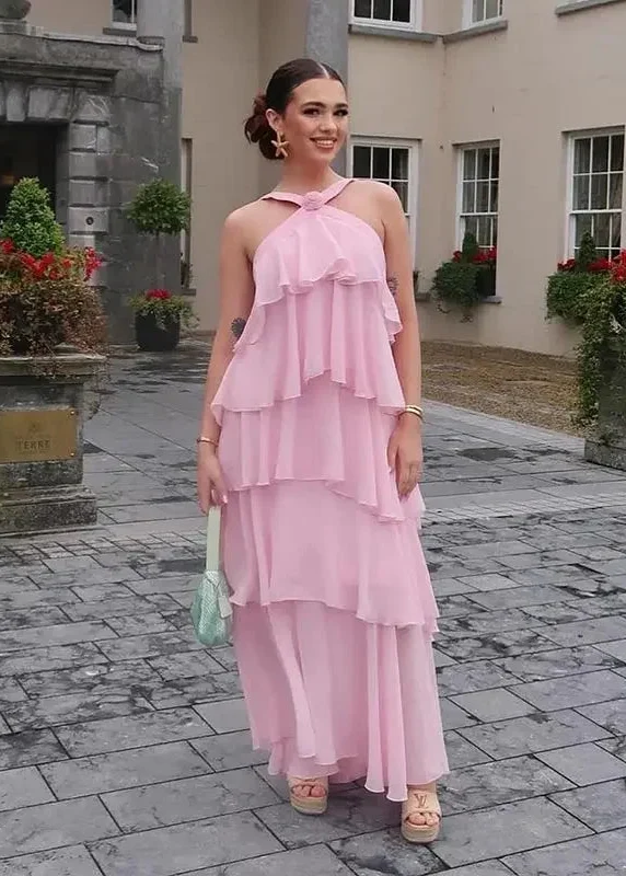 Robe Rose Chic Volants
