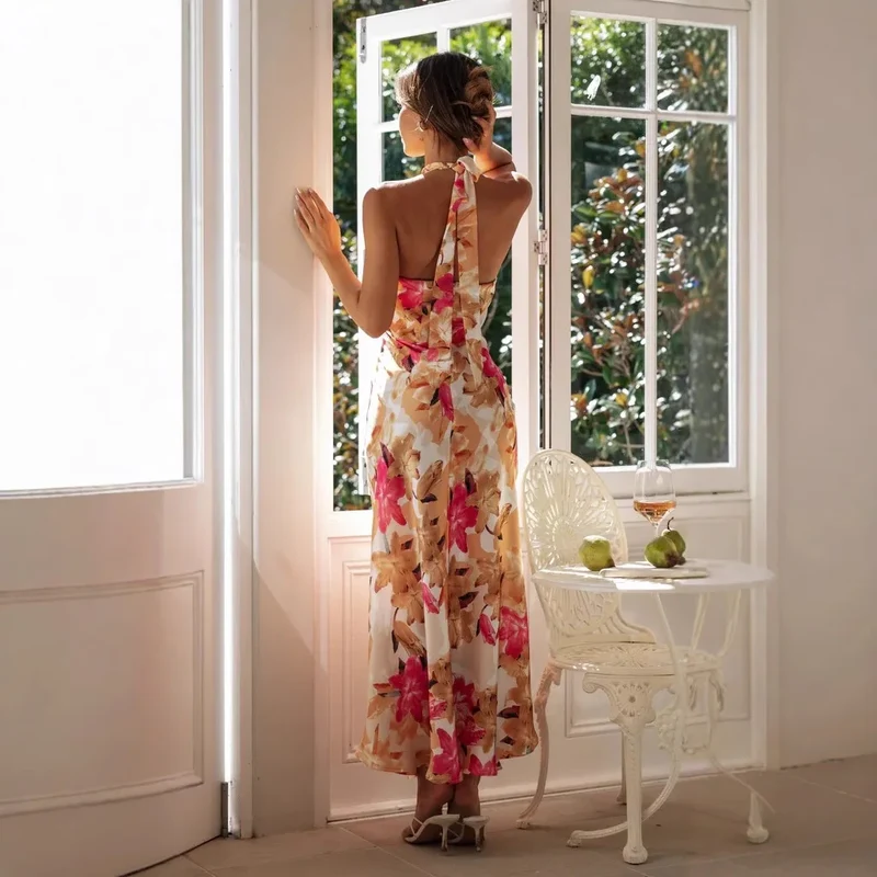 Robe Tendance Boheme Verte Dos Nu
