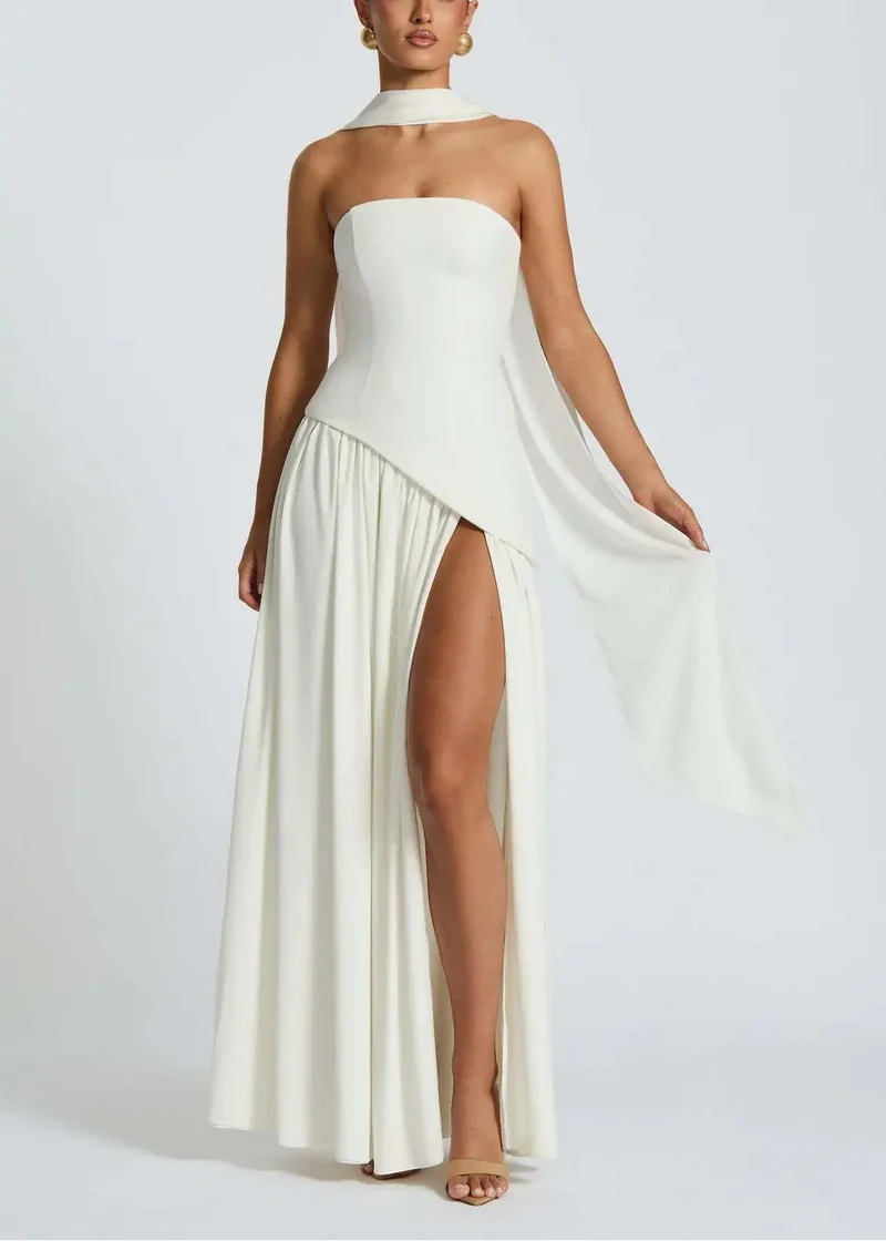 Robe longue chic blanche mariage