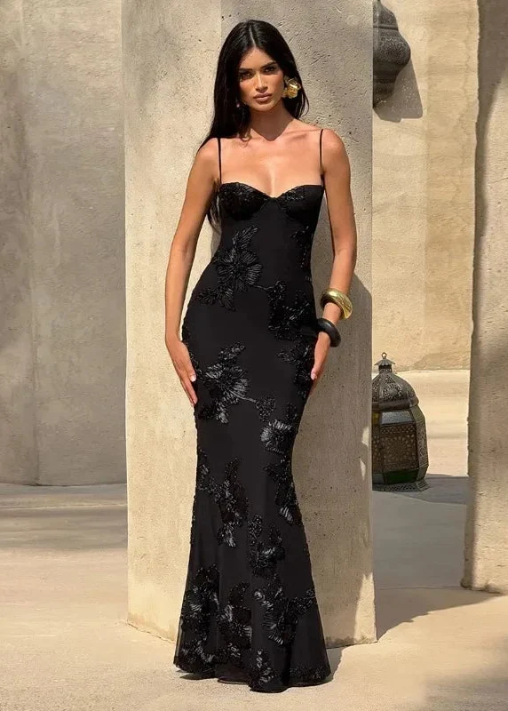 Robe Chic Bustier Noire Longue