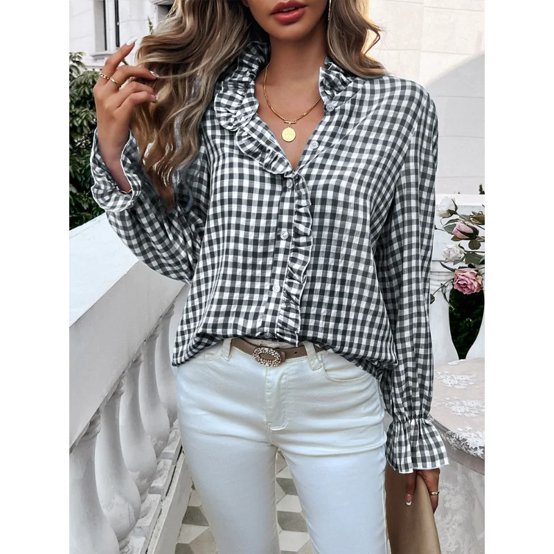 Chemise Boheme Vichy Beige Femme