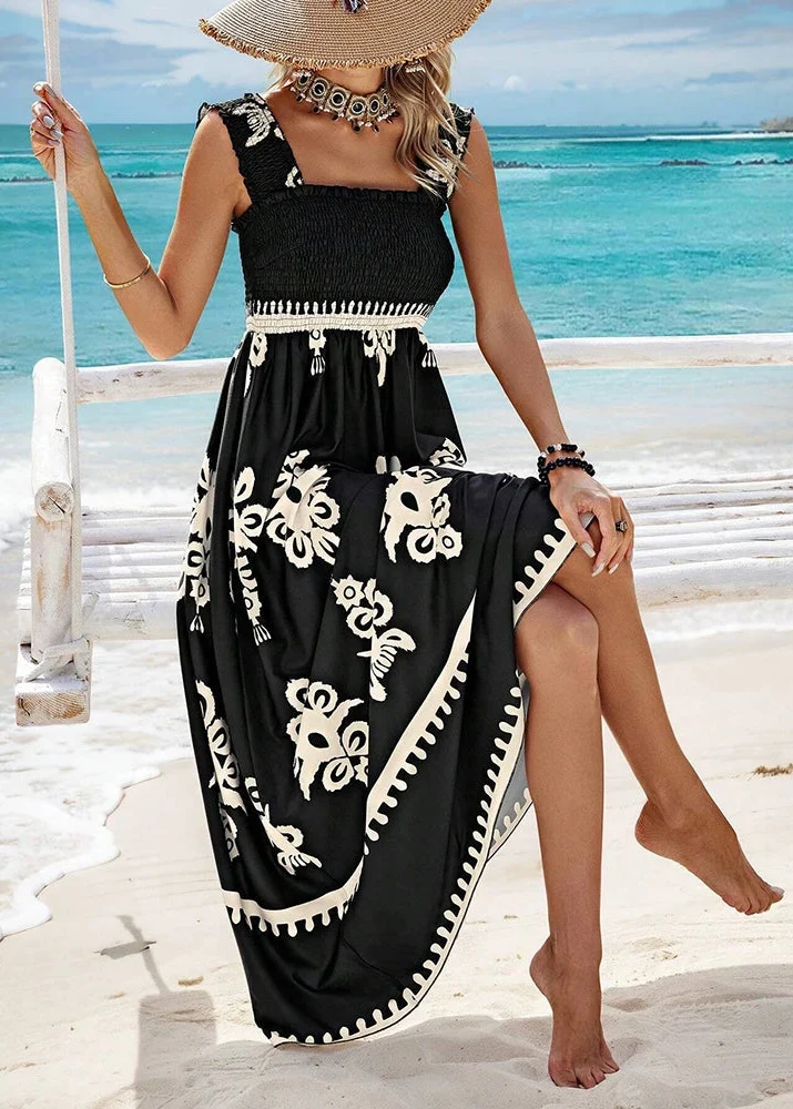 Robe aztèque noire pour femme
