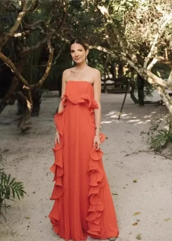 Robe cocktail boheme chic orange