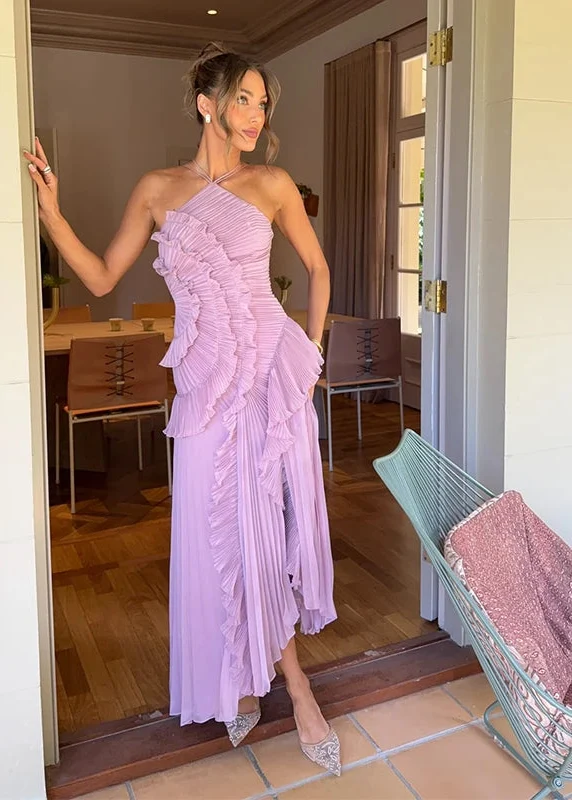Robe cocktail violette pour femme chic