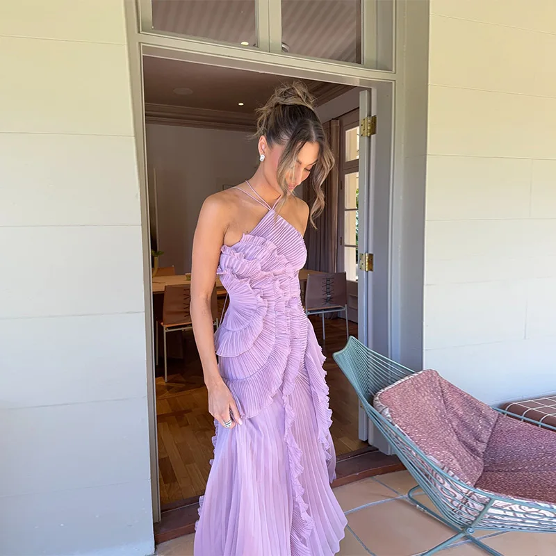 Robe cocktail violette pour femme chic