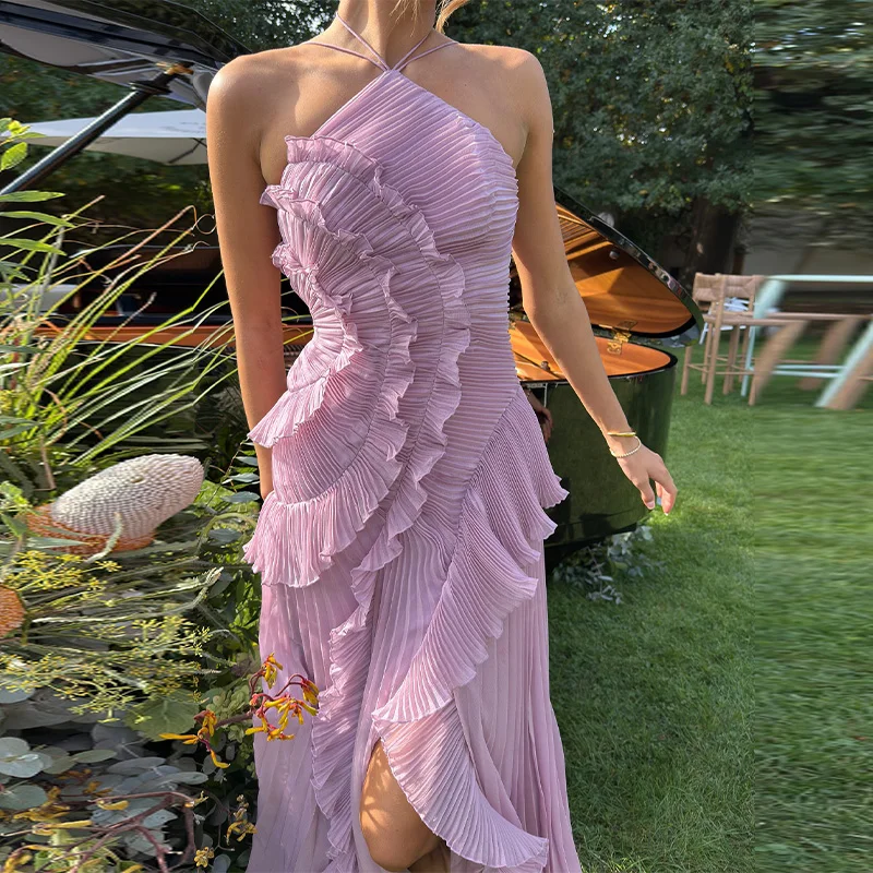 Robe cocktail violette pour femme chic