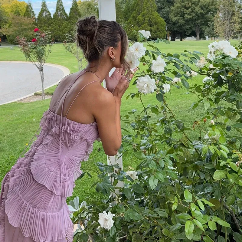 Robe cocktail violette pour femme chic