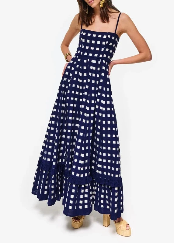 Robe longue vichy bleue
