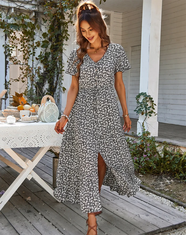 Robe noire style bohème pour femme