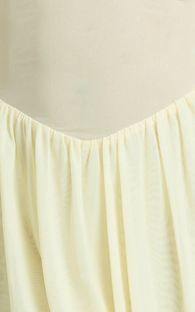 Carter Mini Dress - Strapless Front Twist Dropped Waist With Neck Scarf Dress in Lemon