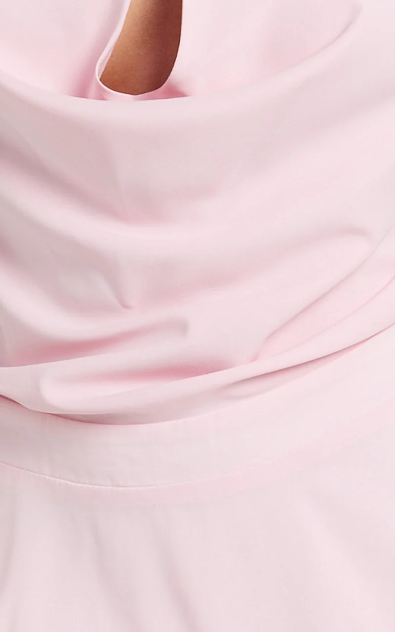 Bertie Mini Dress - Cowl Halter Neck Dress in Pink