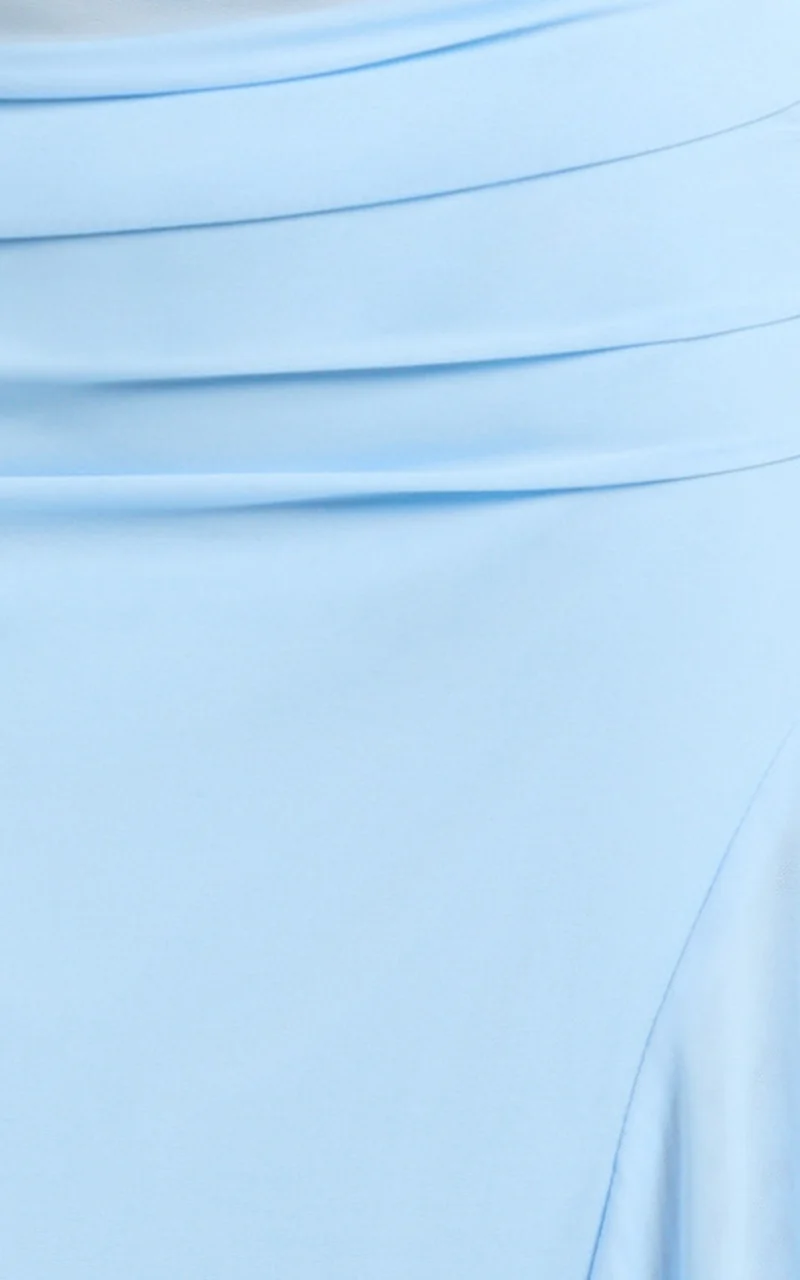 Almarie Midi Dress - Halter Neck Mesh Dress in Blue