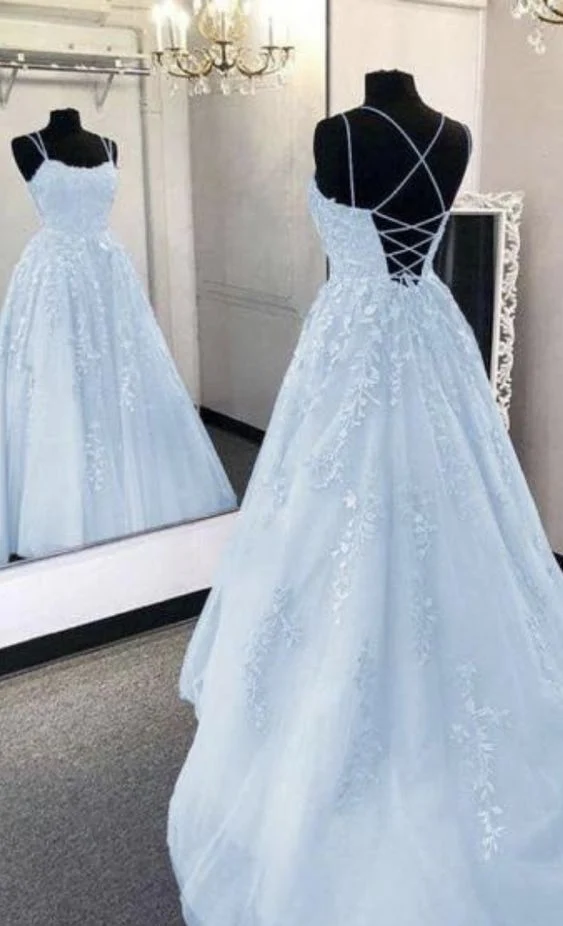 Robe de bal longue bleu clair, robe de soirée formelle
