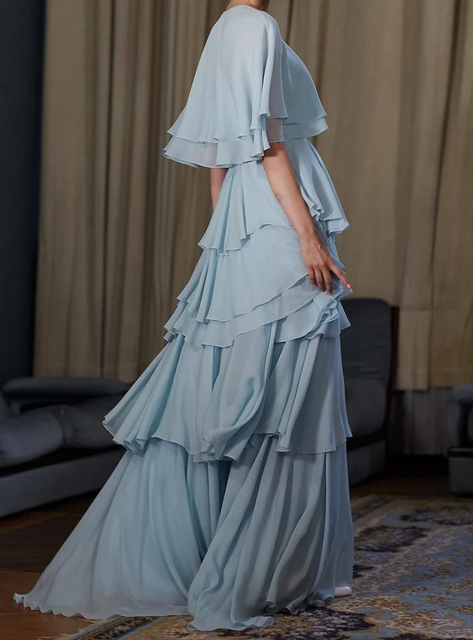 Robe de bal longue bleu clair, robe de soirée tendance
