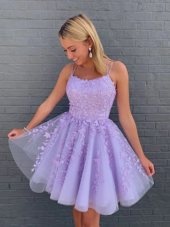 Robe de soirée lilas, robe de cocktail courte, robe de bal