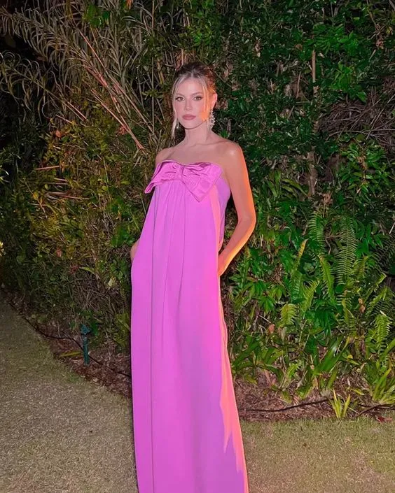 Superbe robe de bal longue rose pour femme