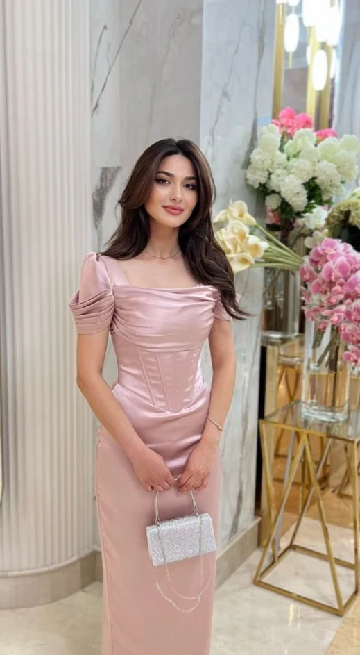 Superbes robes de bal fourreau rose blush à la mode, robes de soirée sexy